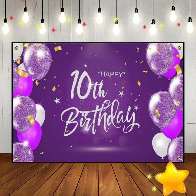 Happy 10th Birthday Background for Photography Banner Girl Invitation Boy Custom Backdrop Decoration Hotwheels Game Cake Stand