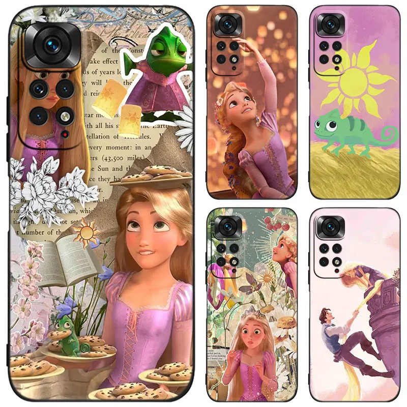 Rapunzel Tangled Black Phone Case For Xiaomi Redmi Note 12 Pro 11 Pro Plus 11S 11T 10 10T 5G 10S 9S 9 8 Pro Cover