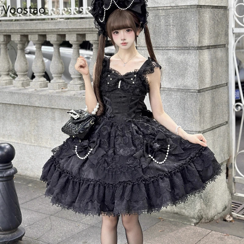 black and white plus size dresses cocktail Klyah Black Gothic Wedding Dress – Lace Ball Gown with Cape