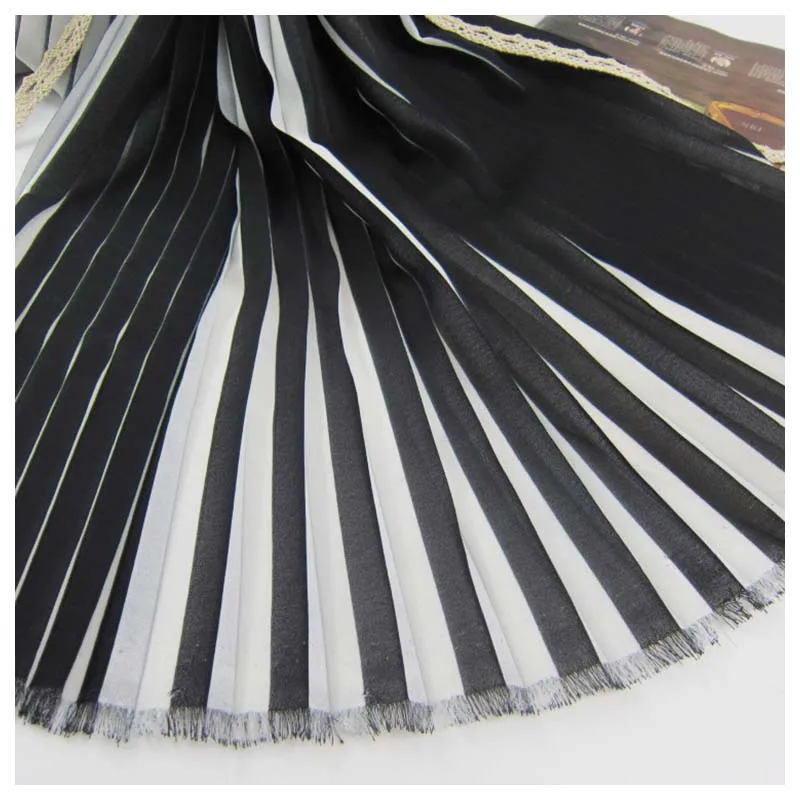 

Black White Pleated Chiffon Fabric Ruffled Plisse Fabric Dress Clothes Sewing Materials 150CM 59" Wide LX93