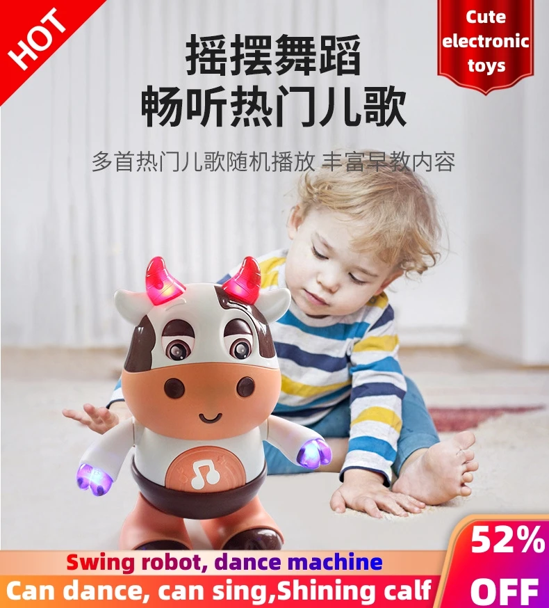 Baby Cow Musical Toys New Dancing Walking Baby Cow Toy with Music and LED Lights Learning Development Toy Kids gifts Toys