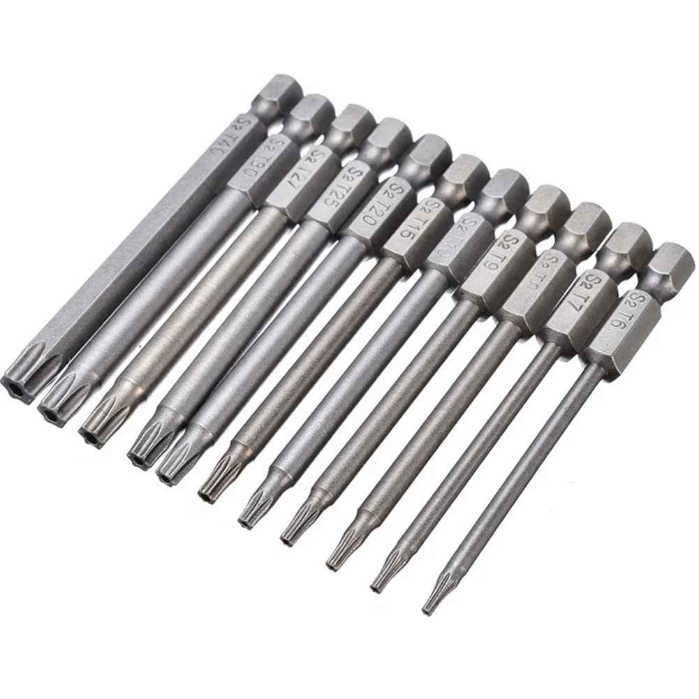 Torx Screwdriver Bit Magnetic Head Screwdriver Set/T7/T8/T9/T10/T15/T20/T25/T27/T30/T40 75mm Extra Long Power Tool Parts