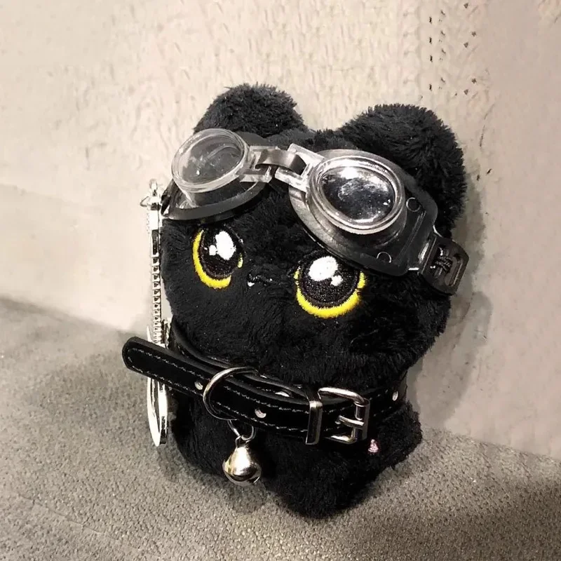 Bonito de pelúcia gato preto boneca pingente menina mochila boneca pingentes casal saco chaveiro telefone encantos saco pingente acessórios presentes
