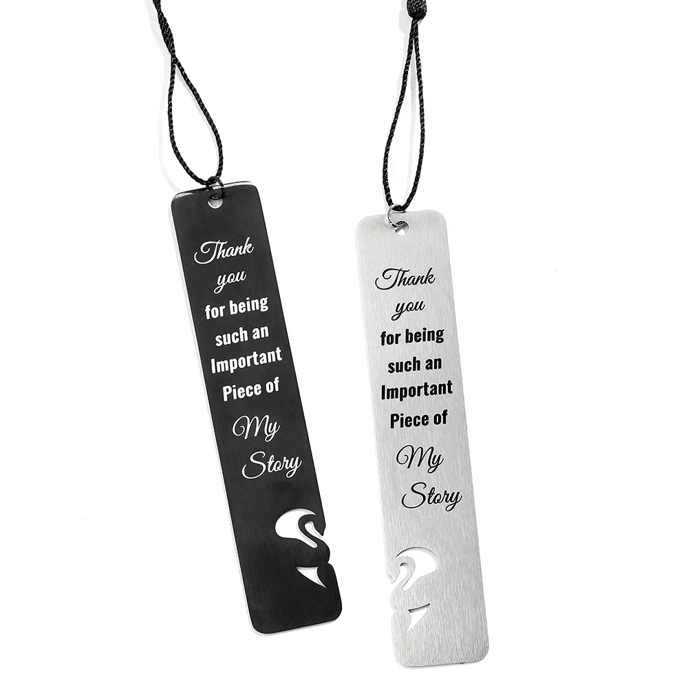 2Pcs/set Stainless Steel Couple Bookmark with Tassel Gifts for Book Lover Anniversary Valentine\'s Gifts