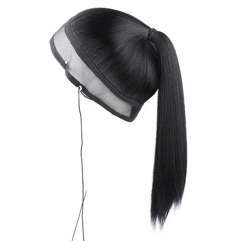 Perruques de cosplay longues droites Hanfu pour hommes, bande de sauna noire, anime chinois des prHub, accessoires