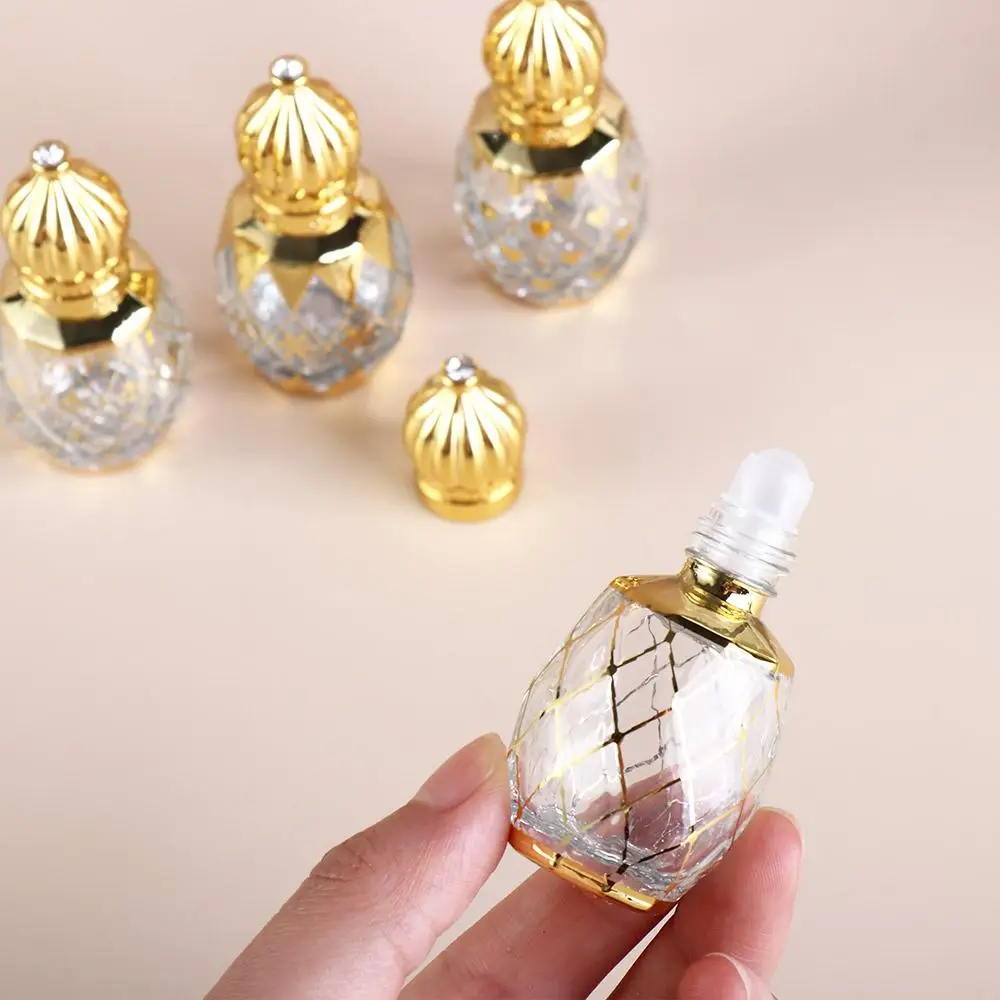 10ml Glass Roll on Bottle Mini Essential Oil Container Portable Blending Perfume Bottle Gold Empty Roll-On Bottles