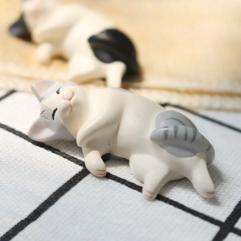 Lindo gato simulado adornos para nevera simulación resina gato accesorios de resina dormir gato artesanía gatos perezosos miniaturas