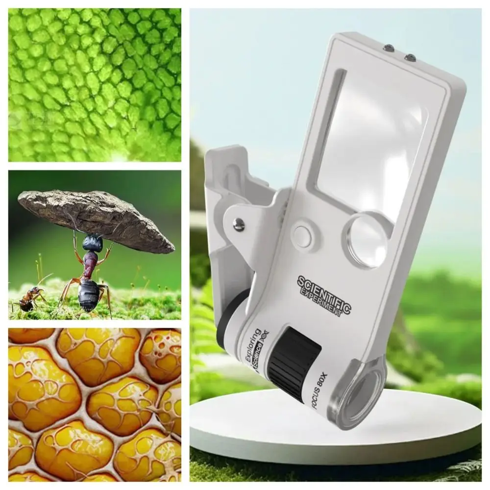 10-80x Zoom Magnifying Glass Flashlight Photo and Video Recording Handheld Microscope Clear Large Screen HD