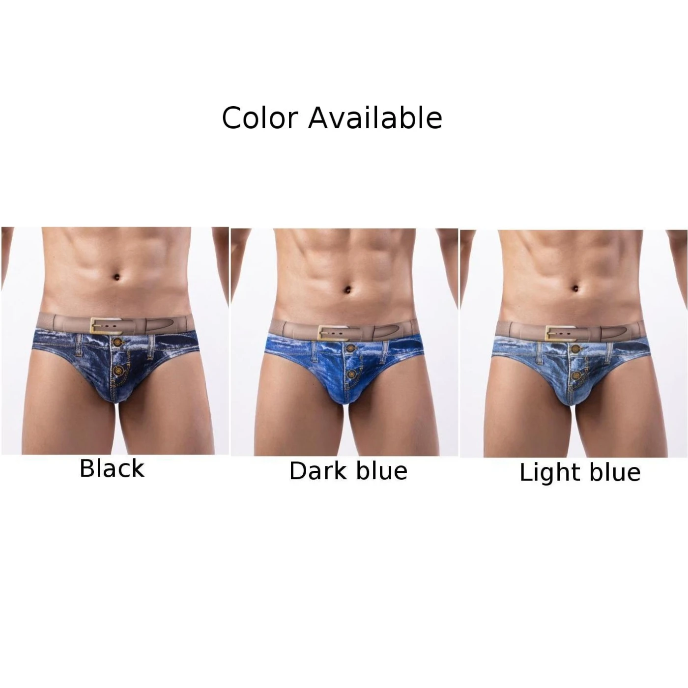 Men’s Cotton Briefs 3D Printed Jeans Panties Shorts Sexy U Convex Pouch Underpants Seamless Hip Wrap Close-fitting Briefs view 5