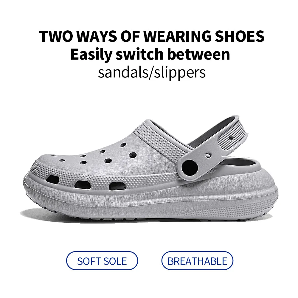Summer Man Sandals Black And Grey Sandal Clogs EVA Sandals Outdoor Sandal Bath Sandle Man Beach Shoes Casual Shoes