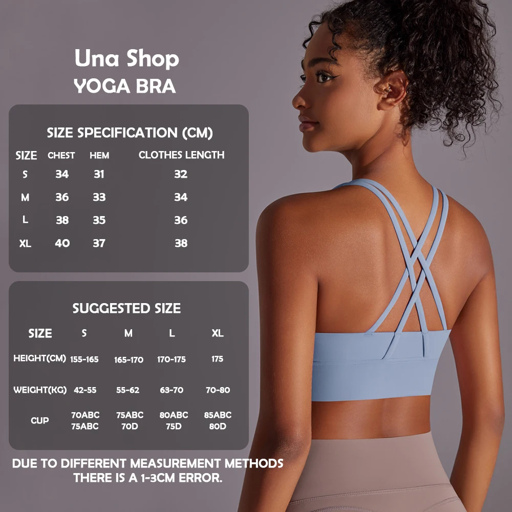 

Una-Shop Cross Back Yoga Bras for Fitness Women Gym High Quality Sports Top With Push Up Workout Clothes Sportswear Underwear