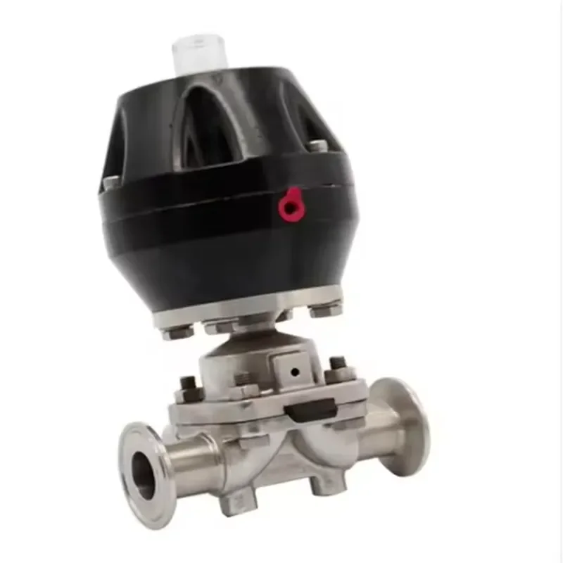 Direct Sells Sanitary Stainless Steel SS316L Plastic Pneumatic Actuator Tri Clamp Straight Diaphragm Valve