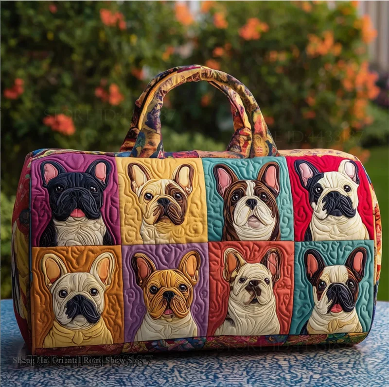 Adjustable Strap Quilted Duffle Bag 3D Printed Quilting Craft Sports Gym Bag Large Capacity Short-Distance Handbag Tote Bags