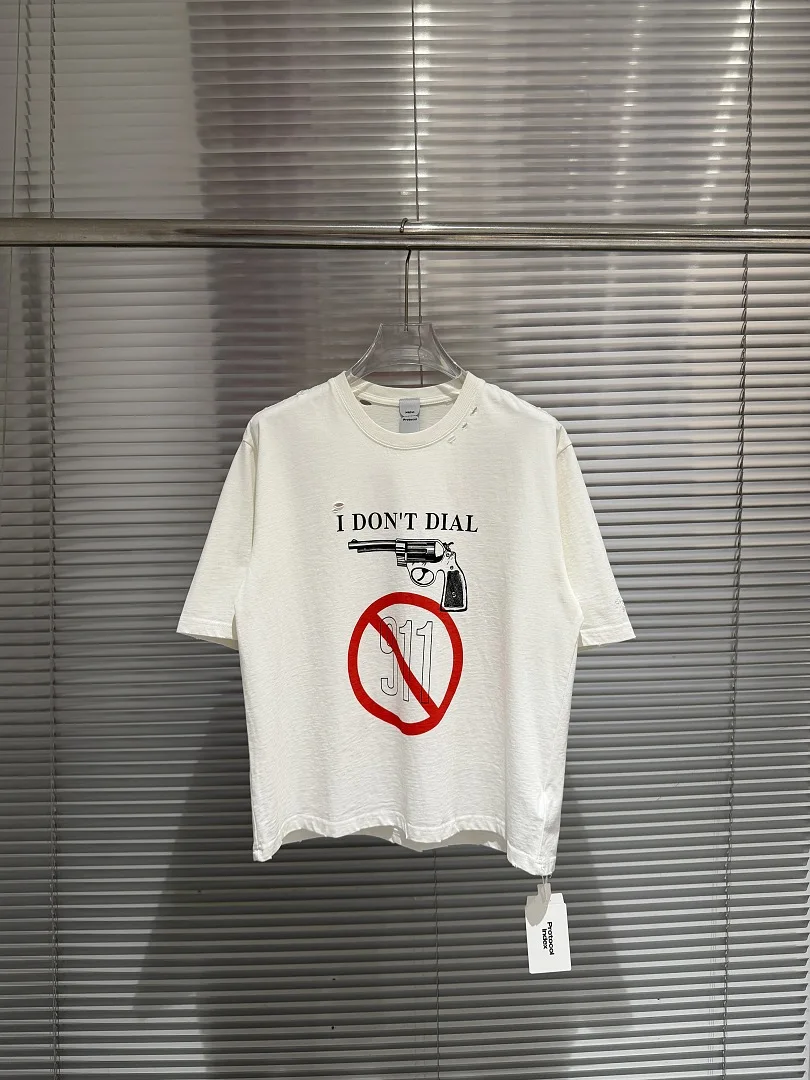 26ss I DON'T DIAL Pistol Printed Women Men T shirts tee Oversized Men Casual Cotton Summer T shirt — купить у AliExpress WW