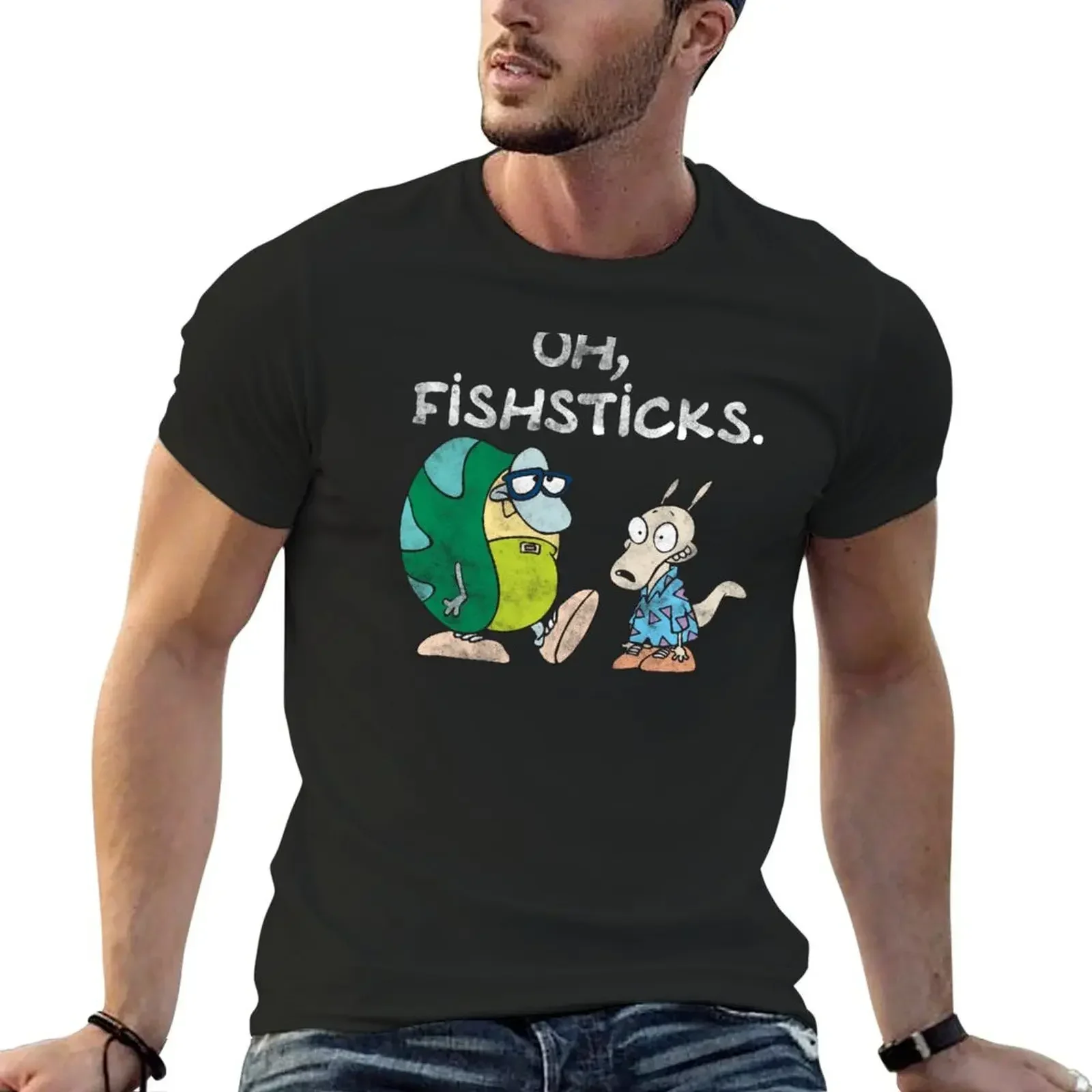 Rocko's Modern Life Filburt and Rocko Fishsticks T-Shirt blue archive sublime Short sleeve tee men