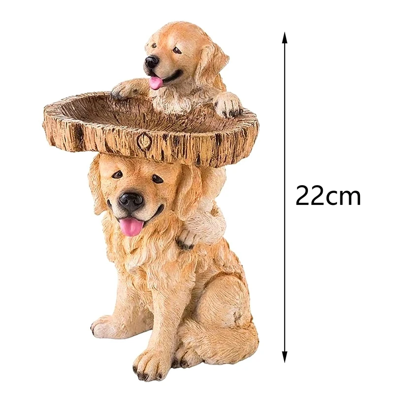 Puppy Polyresin Bird Bath Brown Pedestal Handmade Gifts For Outdoor Home Garden Lawn Yard Decorations