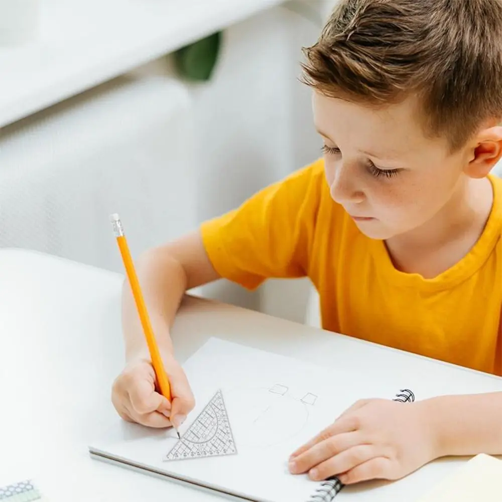 Professional Plastic Set Square Drafting Tools With Handle Triangle Ruler Geometry Transparent Angle Protractor School Office