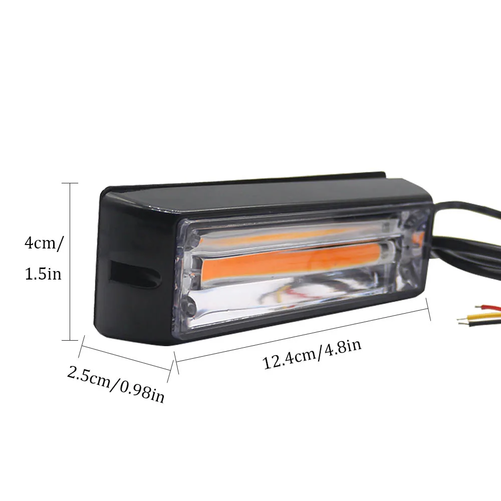 12V 24V Truck Side Light COB Strobe Light LED Emergency Beacon Warning Hazard Flash Lamp Grille Lamp Bar for Car Trailer Pickup