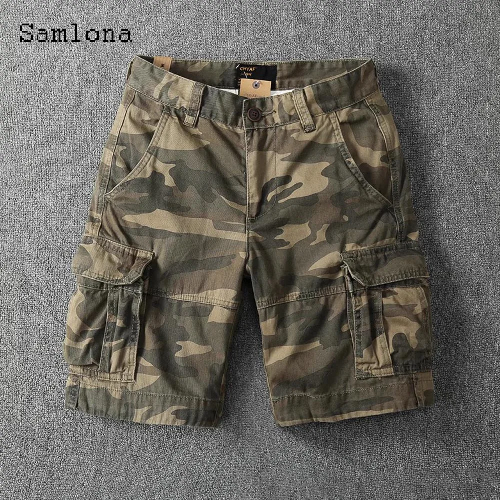 European Style 2025 Men's Stand Pocket Casual Basic Shorts New Summer Outdoor Fashion Camouflage Shorts Male Vintage Short Pants