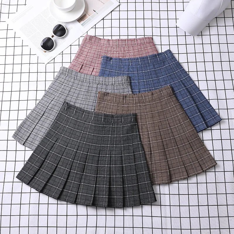 Pleated Skirt Korean Style Y2k Harajuku Faldas Women\'s Summer Clothes Girls Mini Saia Plissada Feminina Black Grey Plaid Skirt