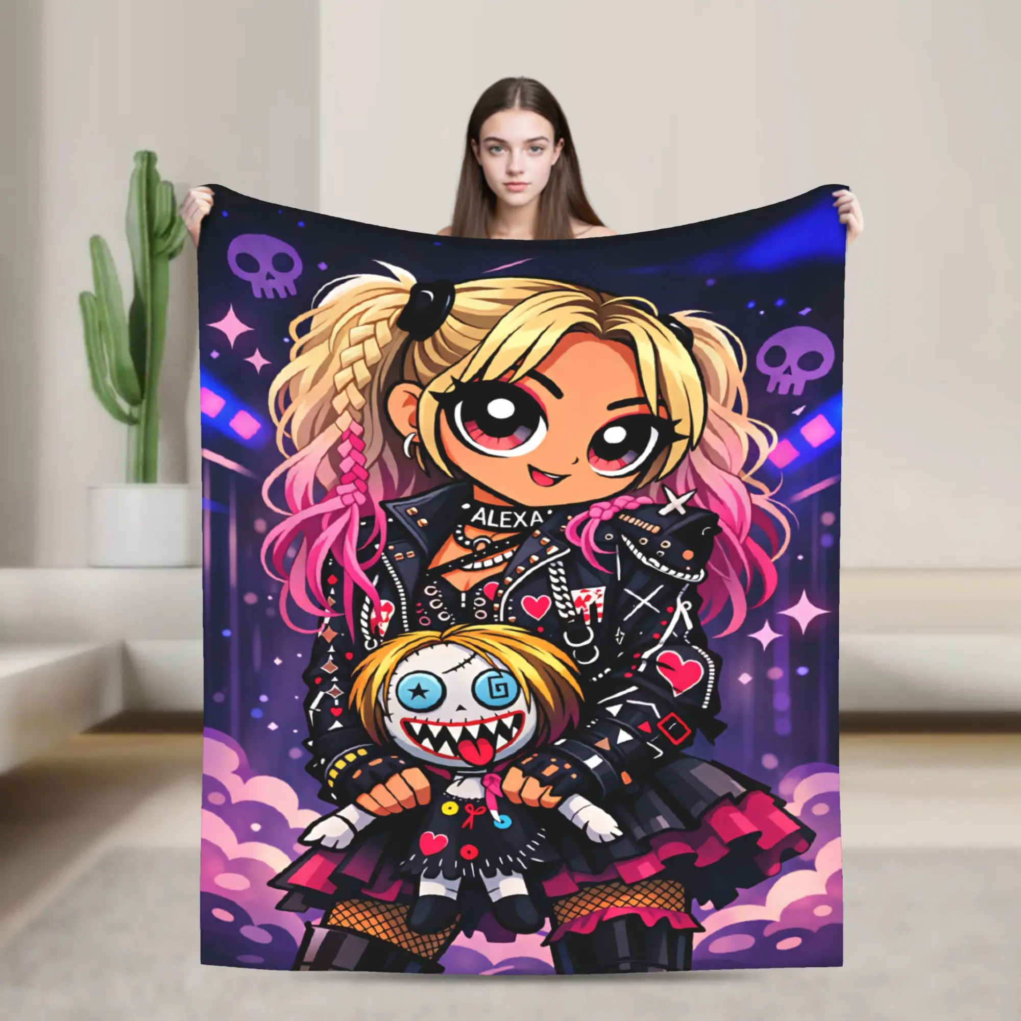 Couverture chaude et douce pour le camping, couverture en flanelle A-Alexa Bliss, couvre-lit pour salon, couverture graphique pour canapé-lit