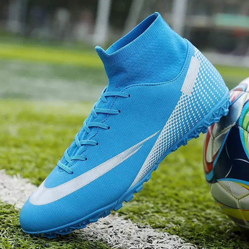 Ultralight Soccer Shoes Men Ankle Football Boots Cleats Training TF Shoes Long Spikes Match Sneakers Adult High Ankle Outdoor