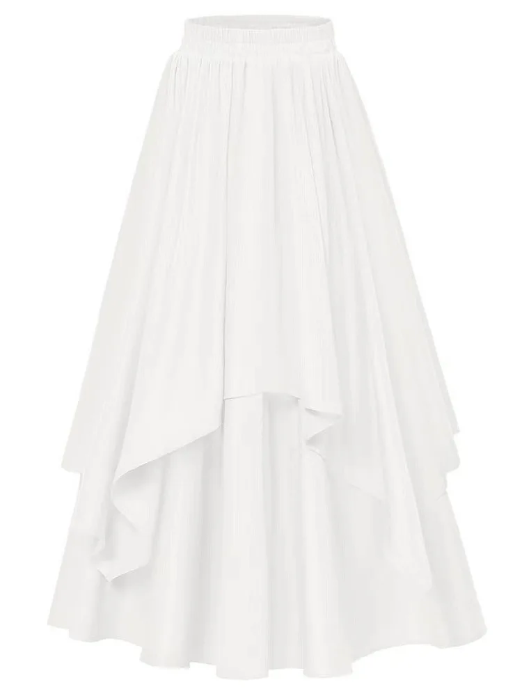 Casual asymmetrische rok met elastische taille Comfortabele loszittende damesrok Geen zomercollectie Onregelmatige rok