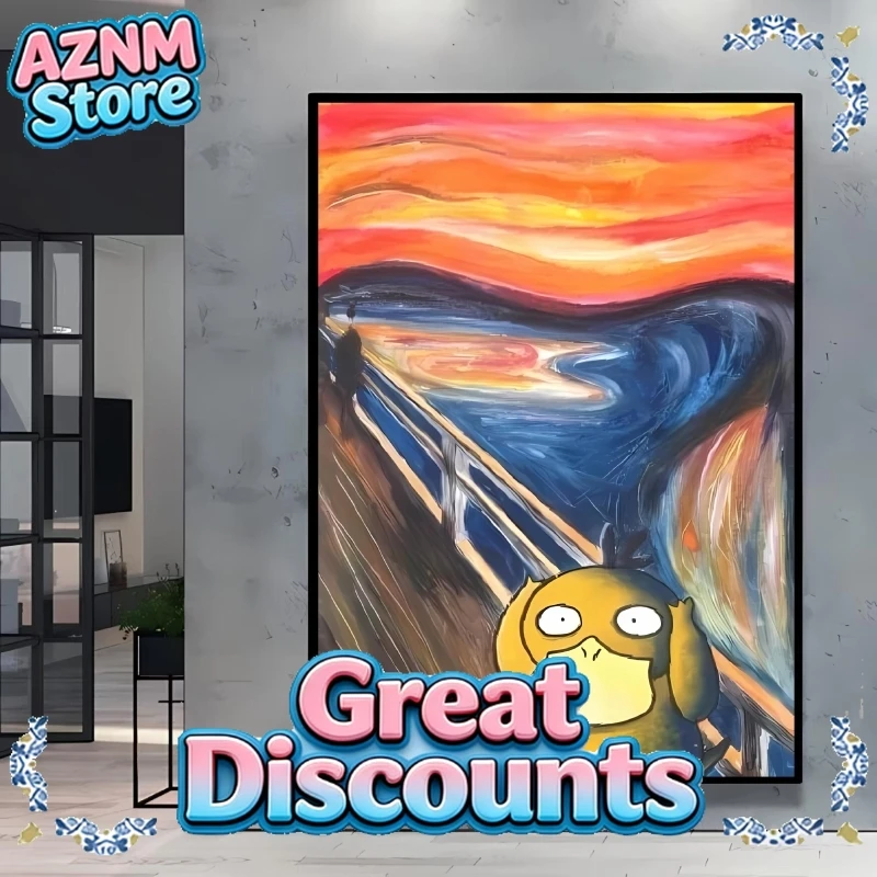 Impresión en lienzo de Pokemon Pikachu, póster de personajes de dibujos animados, colores brillantes y claros, pintura moderna para decoración de sala de estar