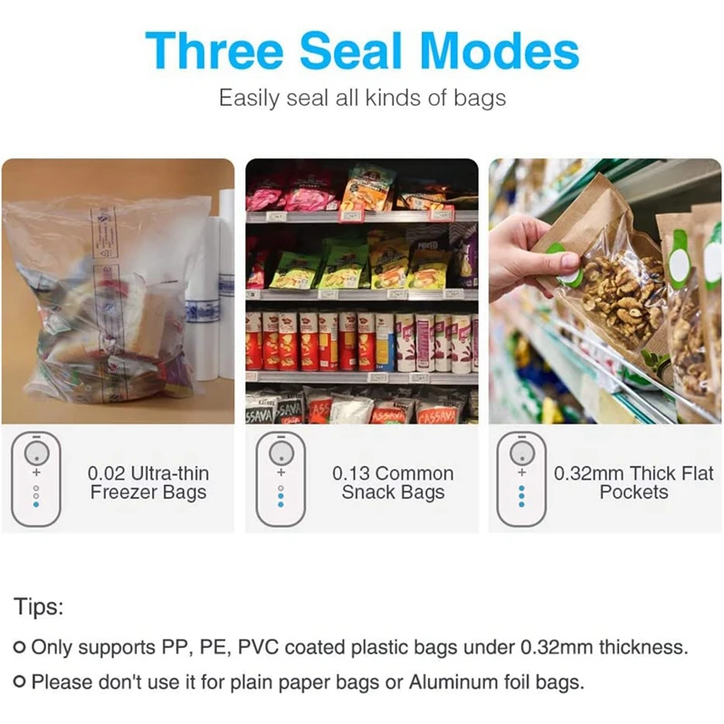 Mini sellador de papel de aluminio recargable por USB, Mini máquina de sellado portátil