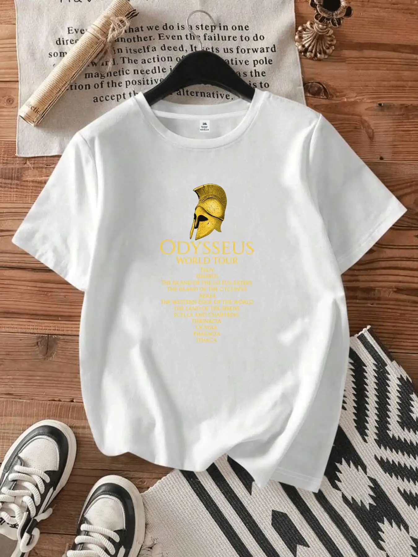 

【10115675】 Женская футболка больших размеров с круглым вырезом и короткими рукавами, эластичными рукавами и модными принтами