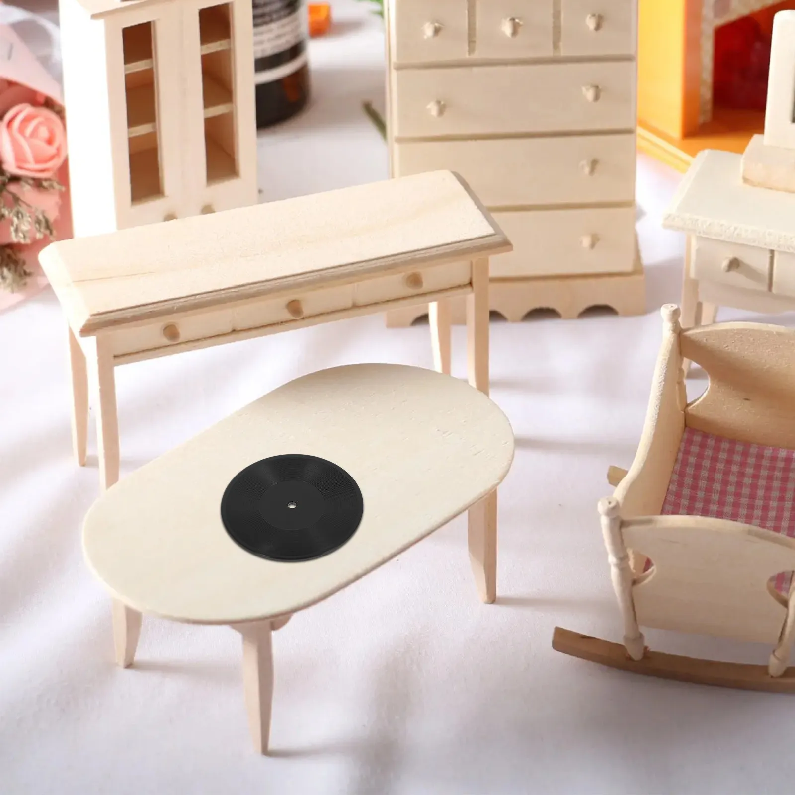 

12Pcs Miniature Vinyl Records for 1:12 Scale Dollhouse Music Room Tiny Record Collection Micro Landscape Accessories