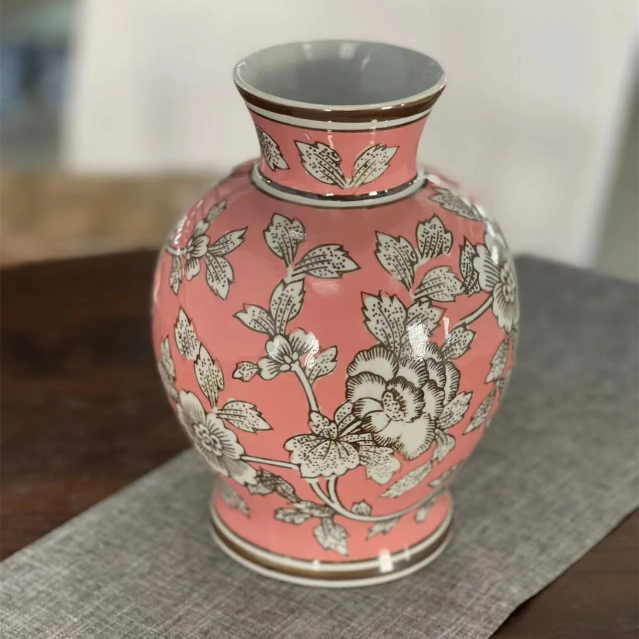 New Chinese pastel ceramic vase blue and white porcelain living room entrance flower arrangement desktop home ornament peony