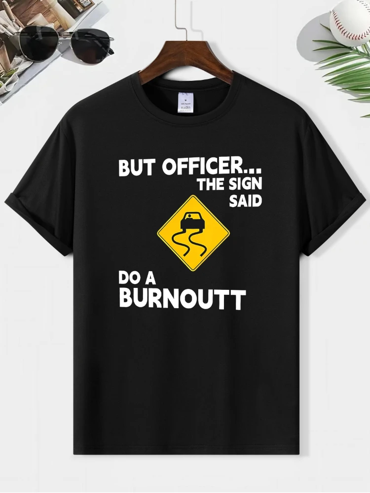 

Personality Warning Sign Letter pattern design -100% cotton summer casual short sleeve O-neck men's printed T-shirt.