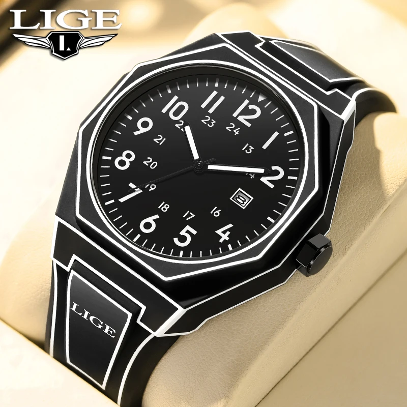 LIGE 2025 New Fashion Graffiti Design Mens Watch Creative Watches Men Sport Waterproof Silicone Quartz Wristwatches Reloj Hombre