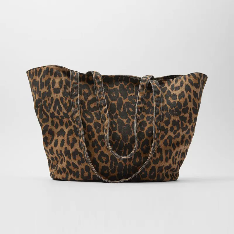 

Women's Versatile Leopard Print Casual Commute Tote Bag Large Capacity Short Trip Large Shoulder Bag