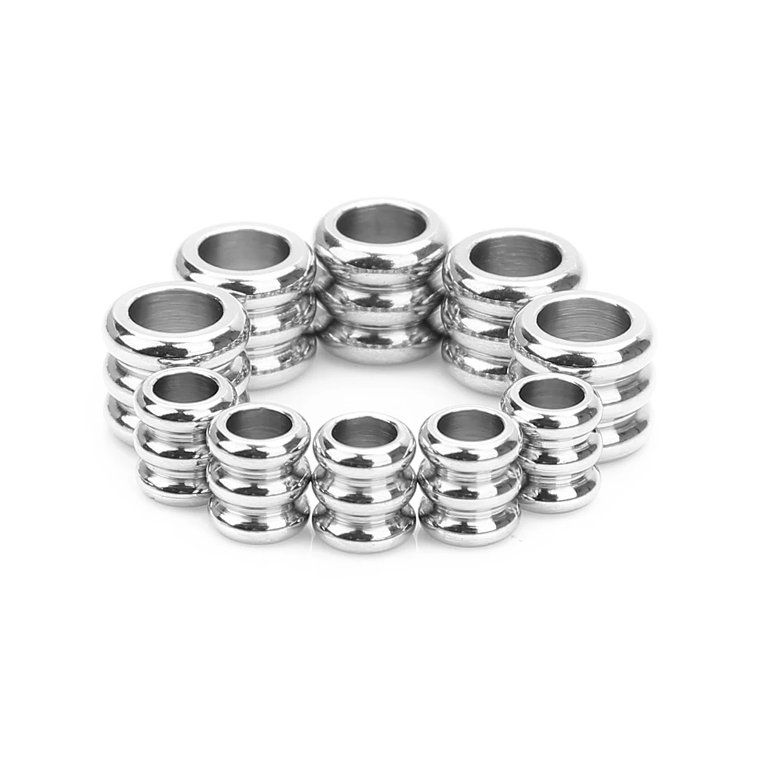 

20pcs 3.2/4.8mm Inner Size Stainless Steel Spacer Beads For Bracelet Three levels Beads Big Hole Beads DIY Crafts Accessories ﻿
