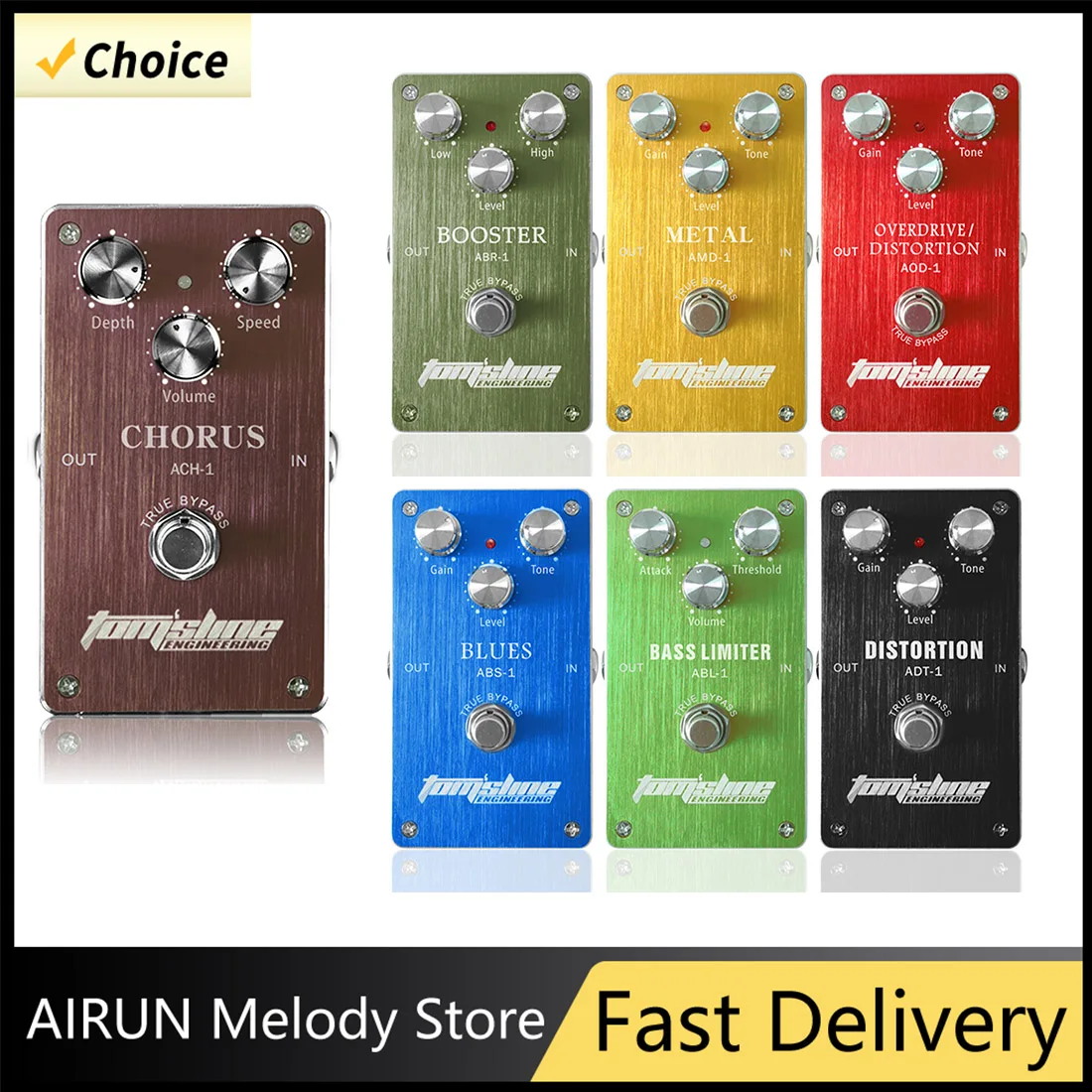

AROMA Electric Guitar Pedal Chorus /Metan /Overdive /Distortion /Booster /Distortion /Bass Limiters /Blues Guitar Effects Series