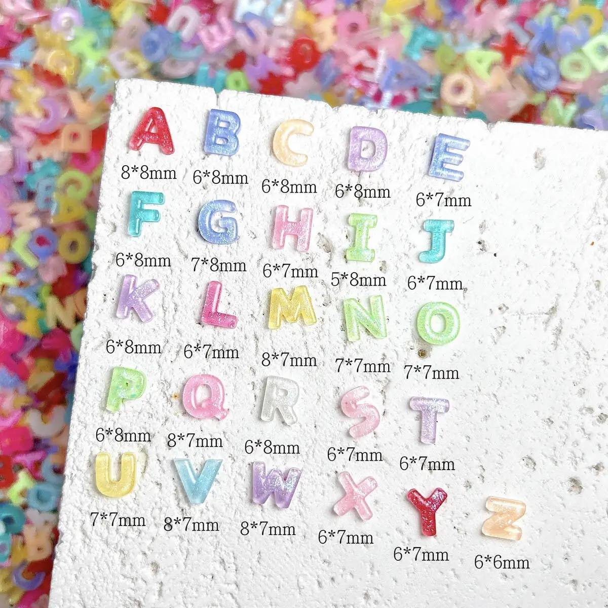 عشوائي مختلط ملون بريق رسالة مسمار سحر مضيئة الراتنج الأبجدية مسمار الفن زينة جراب هاتف DIY الحرف الملحقات #5