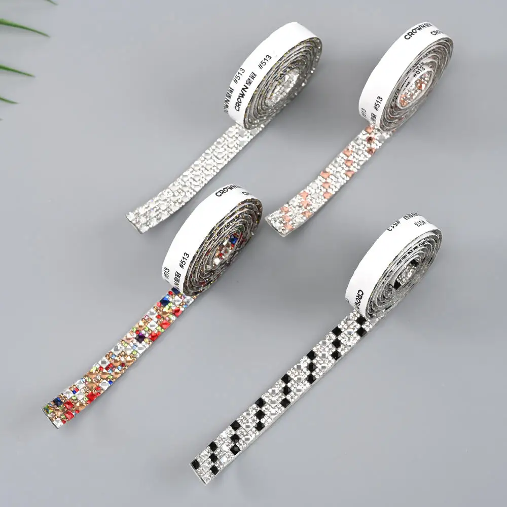 1 Yard Self Adhesive Rhinestones Sticker for Crafts Crystal Diamond Ribbon DIY Sticker Car Phone Camera Trim Decoration 1.2cm