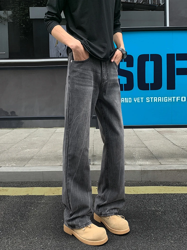 

Ретро-джинсы свободного кроя с принтом молнии, молодежные модные прямые широкие брюки для пар и подростков