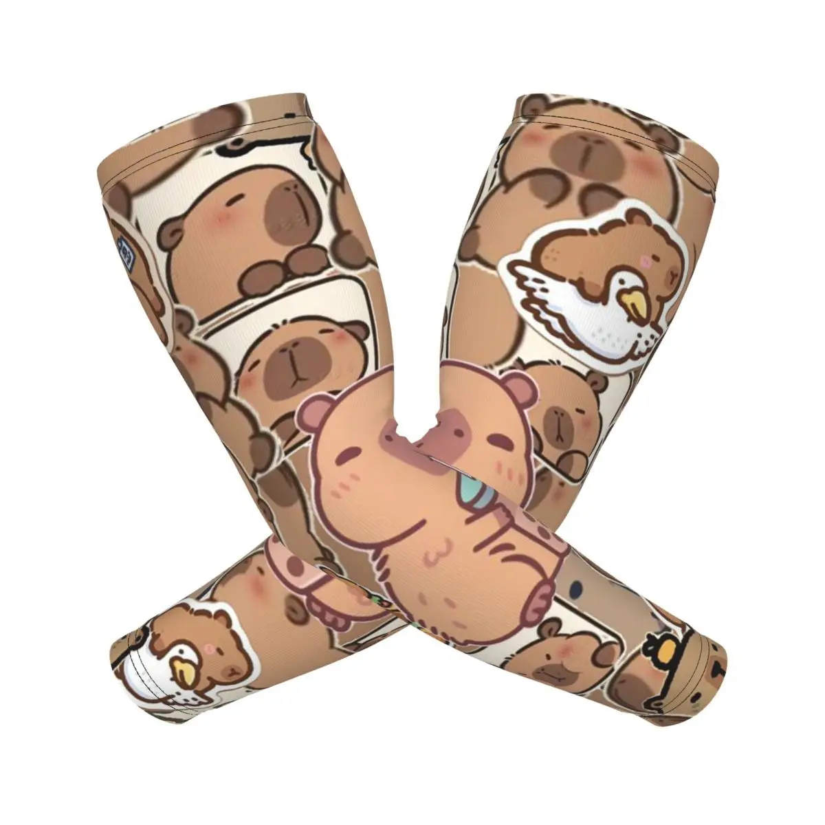 

Los Capibara Cute Capybara Animal Arm Sleeves Men Women Sun UV Protection Tattoo Cover Up Sports Cooling Cycling