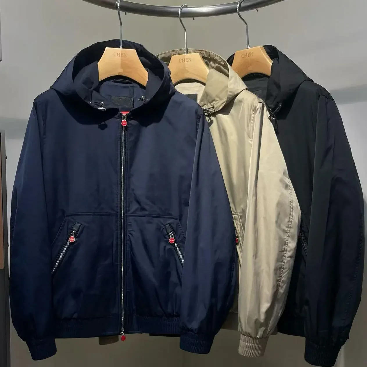 

Kiton Italian new fashion old money style casual hooded jacket men's simple versatile coat