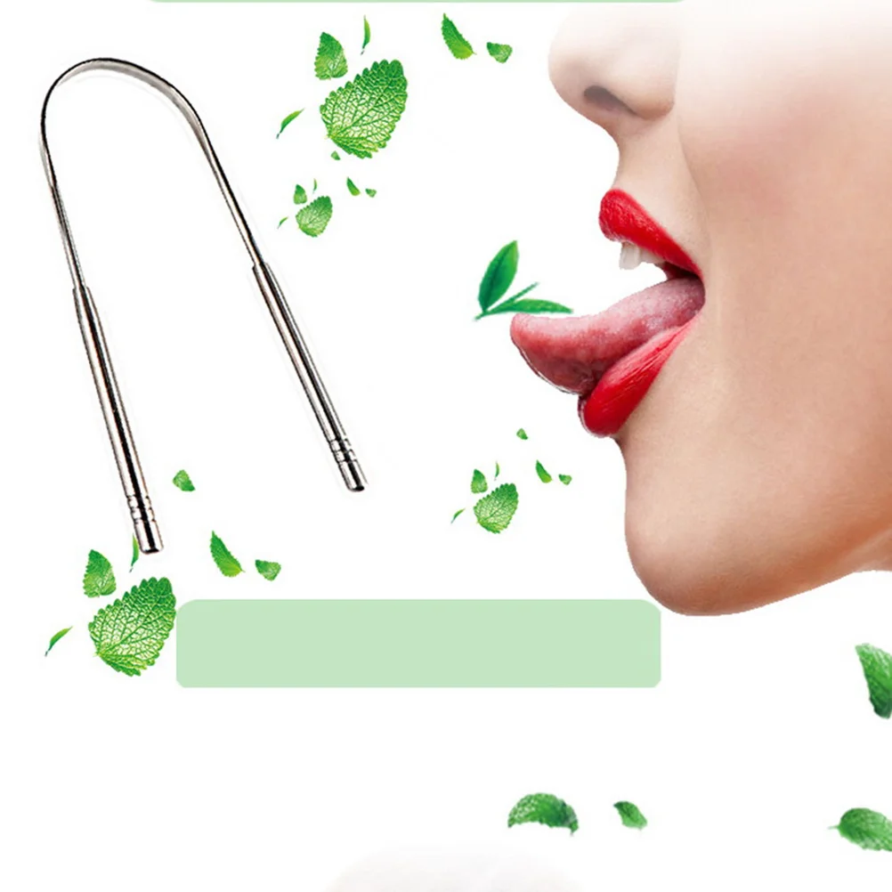 

2Pcs Oral Tongue Scraper Stainless Steel Tongue Cleaner Breath Freshener Halitosis Remover Dental Hygiene Oral Scraper