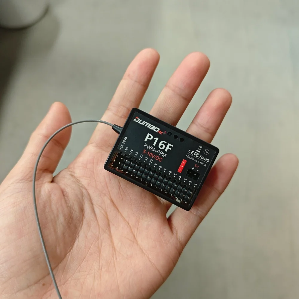 DUMBORC P16F Receiver 16CH PPM PWM Dual-Signal 5-10V Voltage Return for RC Car Boat Tanks
