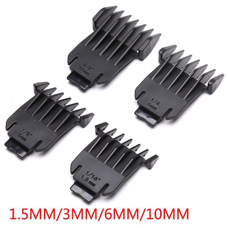 4PCS T9 Cabelo Universal Clipper Limit Comb Guia Define 1.5mm/3mm/6mm/10mm Limit Calipers Trimmer Guards Cabeleireiro Ferramentas