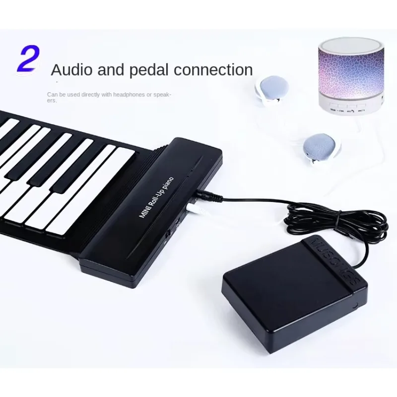 Hooqu بيانو إلكتروني قابل للطي 88 مفتاح لوحة مفاتيح سيليكون محمولة ومقاومة للماء