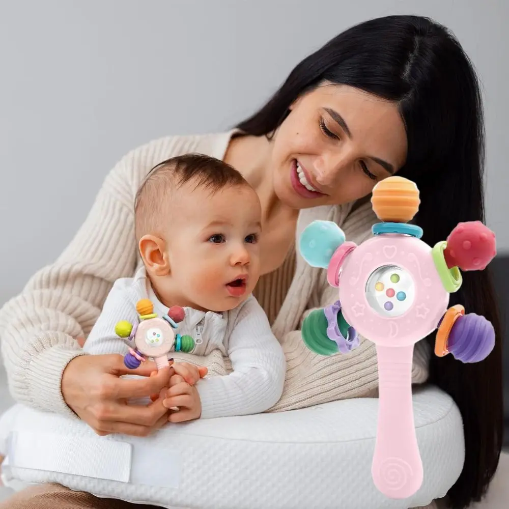 

BPA Free Sensory Teething Choke Proof Design Grip Strengthening Handle Chew Toy Infant Learning for Hearing Teeth Development