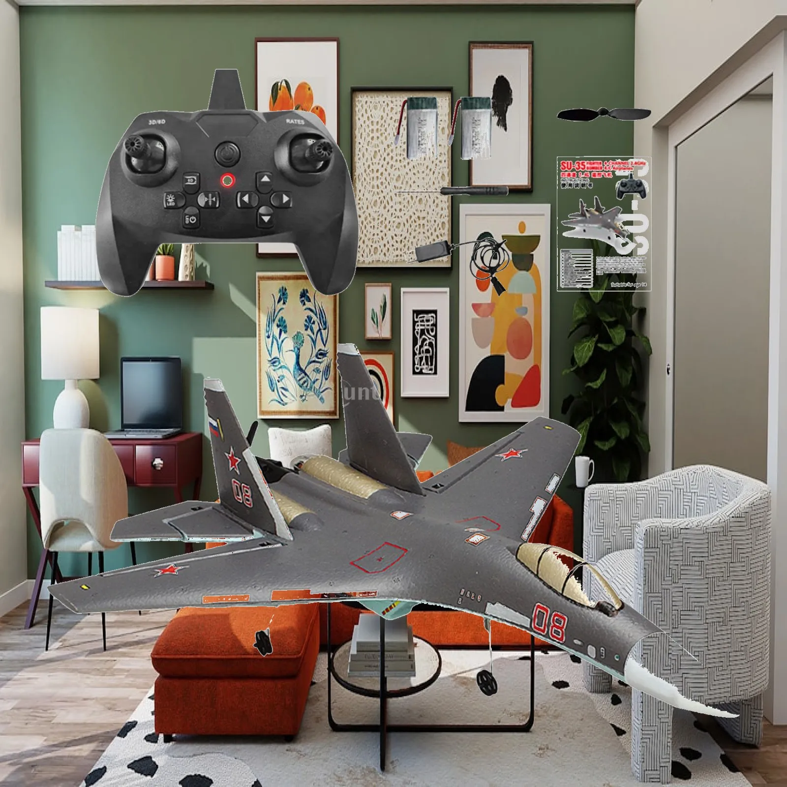 

6 Axis Fighter 4 CH Remote Control Jet Airplane for Outdoor Adults Teens