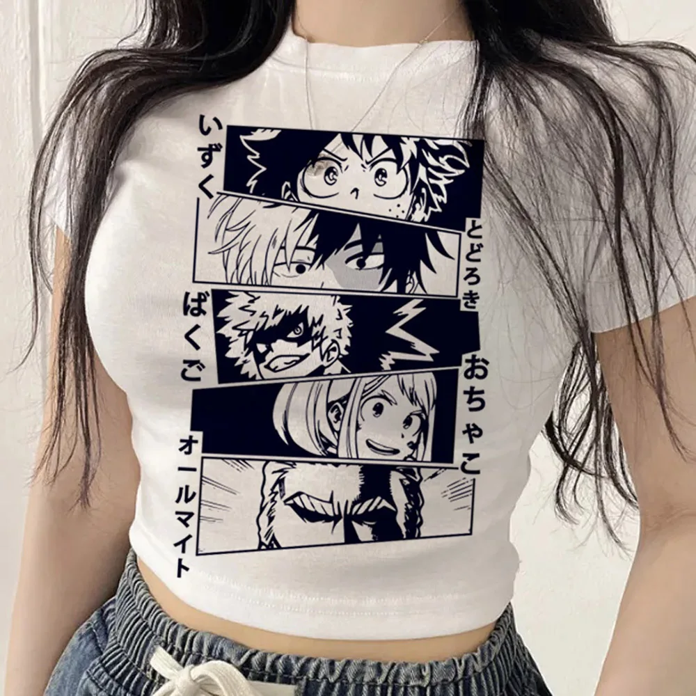 Camiseta Cropped My Hero Academia para Meninas: Estilo Baddie, Cutecore, Gótico, Kawaii - Liquidação Barata Emo
