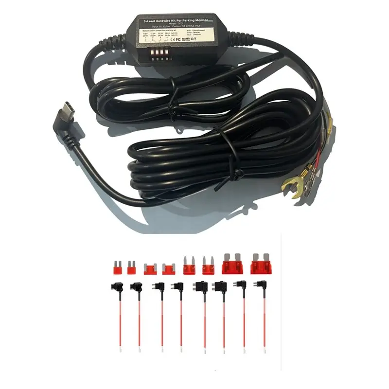 N26R-Dash Cam Hardwire Kit With Type C Interface 12V/24V To 5V Power Cable, Parking Mode Support, Low Voltage Protection